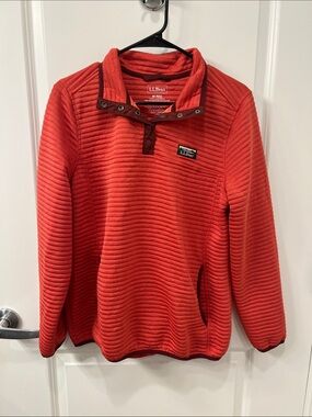 L.L.Bean Women's Airlight Knit Quilted Snap-Front Pullover -  Red/Orange